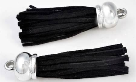 Quaste Metal look schwarz ± 60x16mm (2)