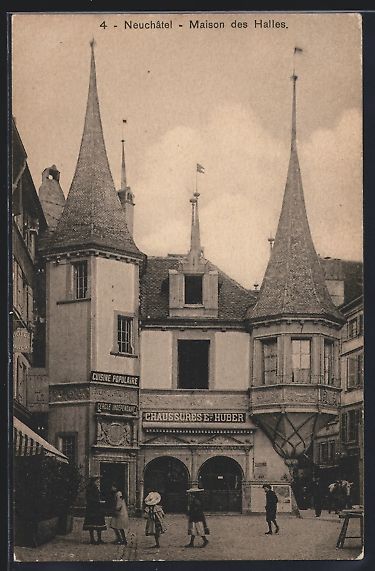 Cartoline postali: AK Neuchatel, Maison des Halles, 1911 – Usato da Berlin venduto da bartko-reher