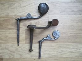 3 antike Türschlossgriffe geschmiedet