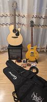 Lot de 2 guitares + ampli Roland + accessoires