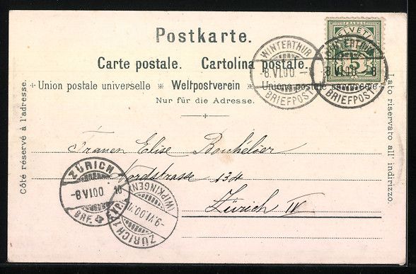 Cartoline postali: Litho Winterthur, Orstansicht und Stadth – Usato da Berlin venduto da bartko-reher 1