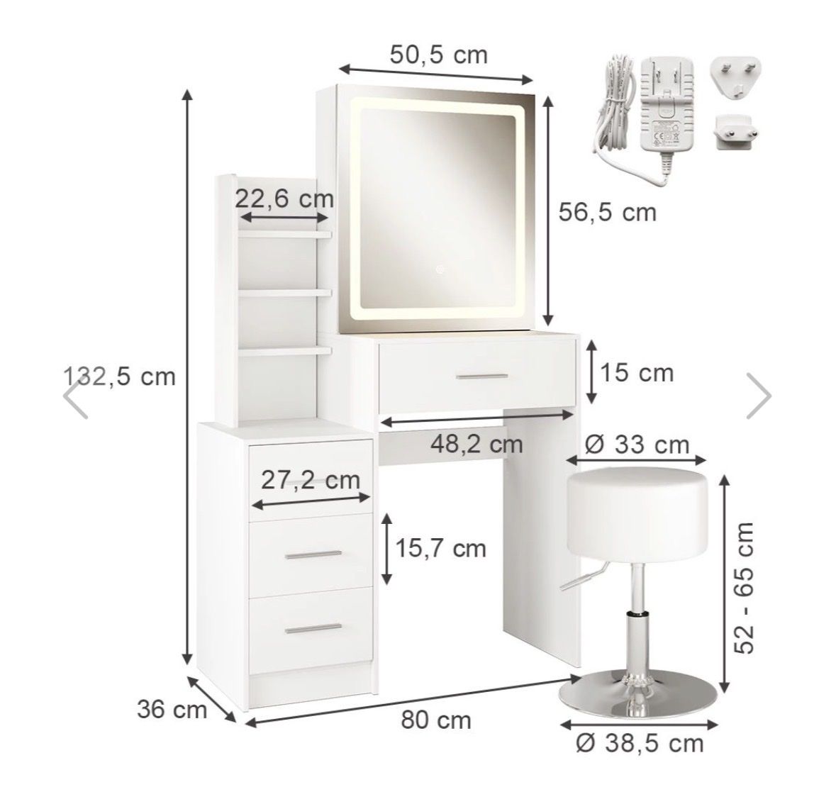 Schminktische: Dressing Table with LED Mirror but WITHOUT Stool White – Neu und originalverpackt aus Wohlen AG von bongo8nunu 1