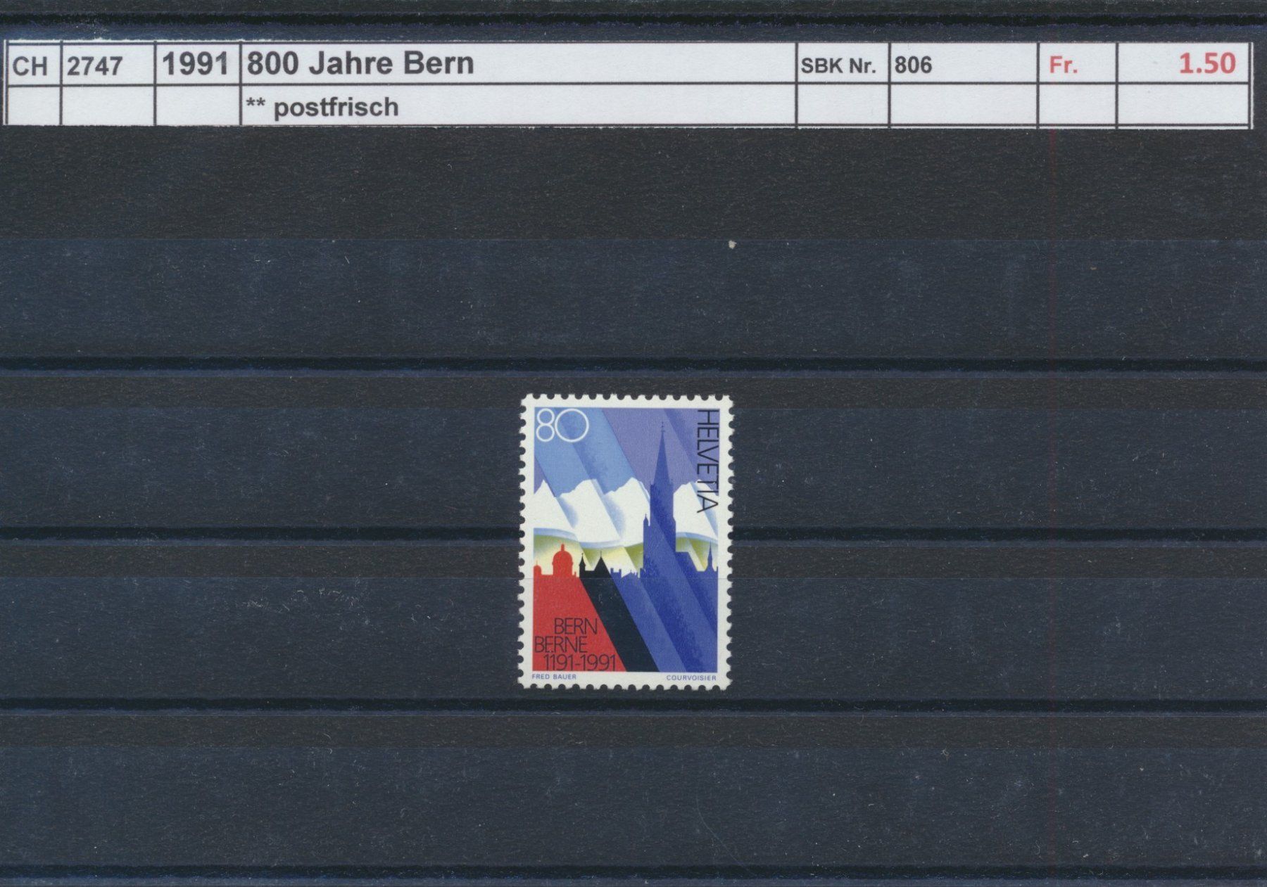 Tutti i francobolli: 1991 "800 Jahre Bern", ** postfrisch – Nuovo (secondo la descrizione) da Winterthur venduto da Zupogeru