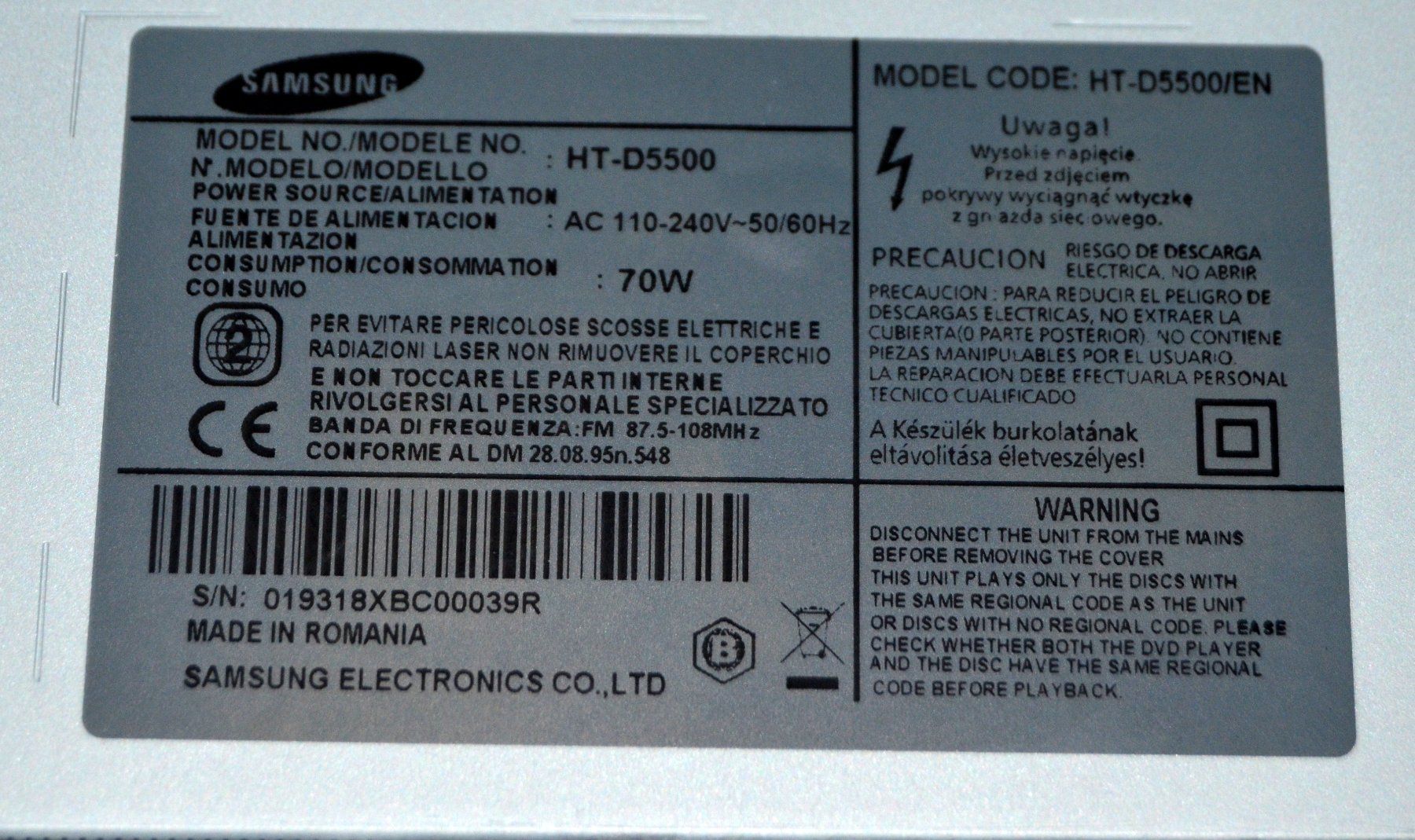 Samsung Multimediaplayer & Streamer: Samsung HT-D5500 3D Blu-ray – Gebraucht aus Collonges von arashee 5
