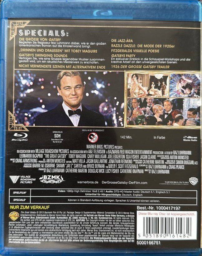 Tutti i DVDs: Der grosse Gatsby - Blu-ray Disc - Leonardo DiCaprio – Usato da Beringen venduto da Mantafisch1 1