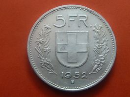 5 Fr. 1952 Auflage nur 0,15 Mio. Exemplare + Vorzüglich