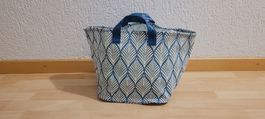 Stofftasche Einkaufstasche blau weiss