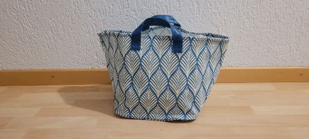 Stofftasche Einkaufstasche blau weiss