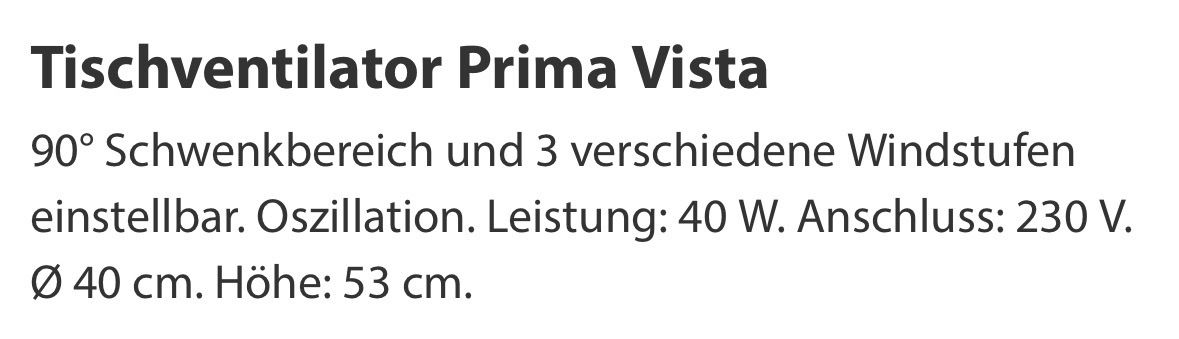 Ventilatoren: Tischventilator Prima Vista – Neu (gemäss Beschreibung) aus Thürnen von Lilie37 5