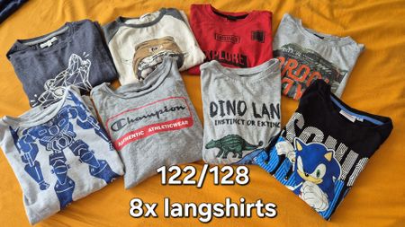 8 Kinder Langarmshirts Jungen Grösse 122/128 
