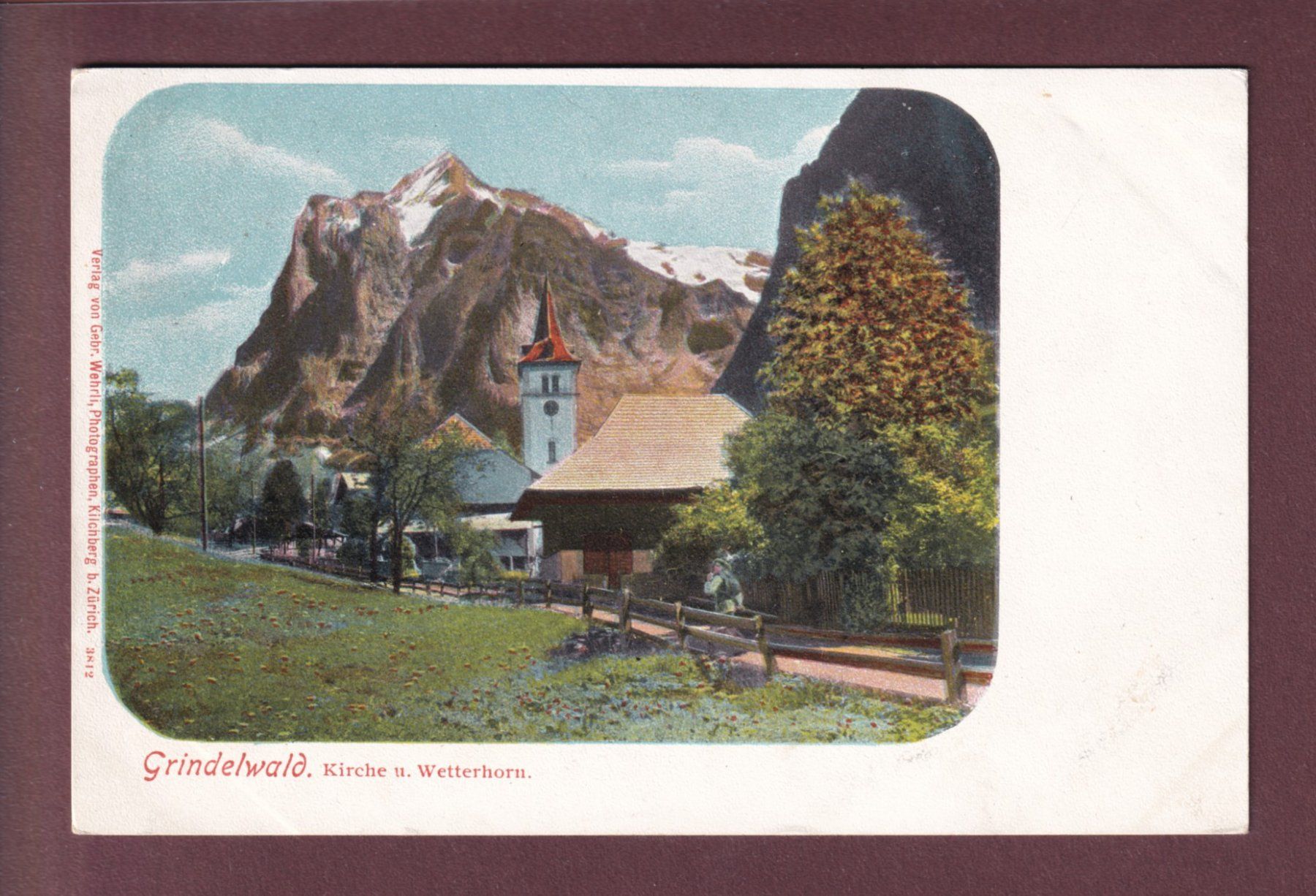 Cartoline postali: GRINDELWALD - Kirche - Wetterhorn – Usato da Pully venduto da nicecards