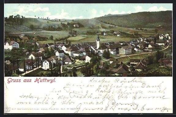 Cartoline postali: AK Huttwyl, Ortsansicht, 1903 – Usato da Berlin venduto da bartko-reher
