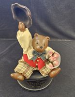 Charcoal Bears Spieluhr Bär mit Hut und Rosen, Vintage!