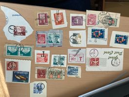 Schweiz 18 verschiedene Nachporto Stempel Marken auf Papier