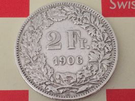 2 Franken 1906 ss-vz, selten nur 0,4 Mio!