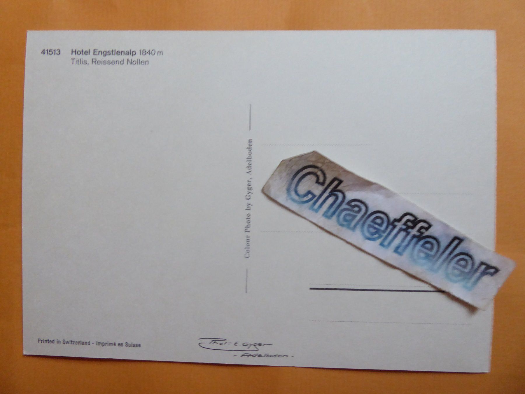 Cartoline postali: Hotel Engstlenalp, Titlis, Reissend - Nollen – Usato da Zürich venduto da Chaeffeler 1