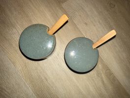 Keramik Gewürztopf Set mit Holzloeffel, 2-teilig, Neu!