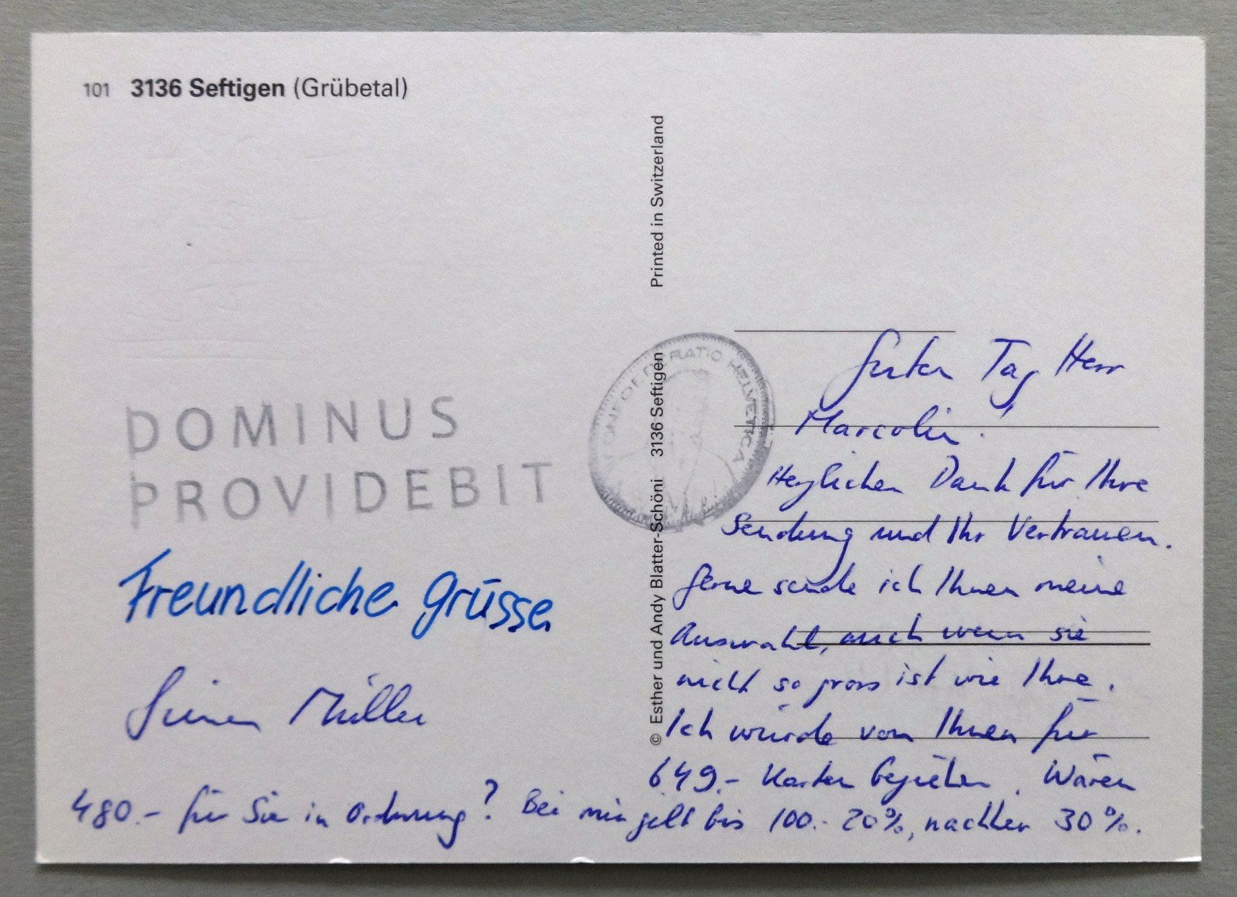 Cartoline postali: Seftigen (Grübetal) – Usato da Fétigny venduto da Billy2miny 1