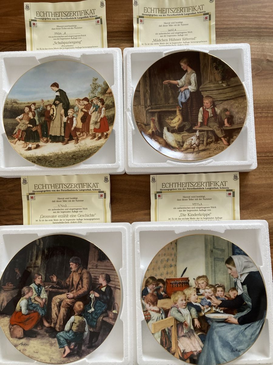 Ancore: 9 x Albert Anker Sammelteller NEU – Nuovo e nell'imballaggio originale da Full-Reuenthal venduto da Firu 1