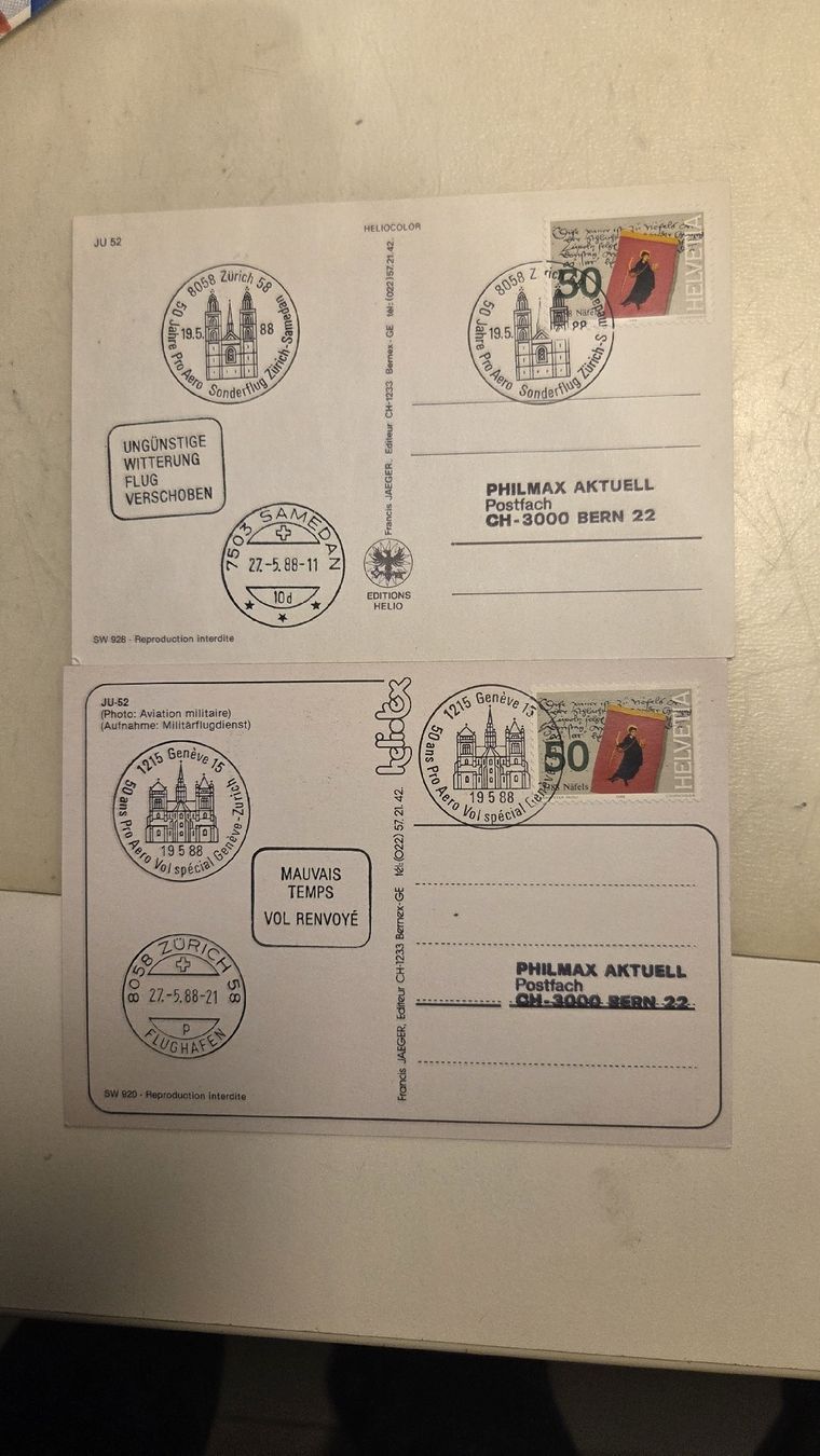 Tous les timbres: 1988 2x Maximumkarten J-52 – D'occasion à Arni AG par Moth68 1