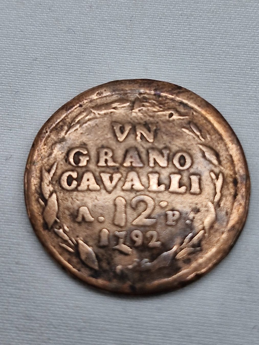 Alle Münzen: ROYAUME de NAPLES / 1 GRANO CAVALLI / 1792 – Gebraucht aus Bulle von italicum