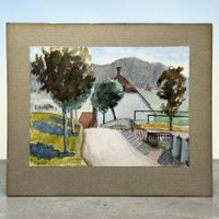 N. AELLEN - Aquarelle originale, Paysage bucolique Suisse.