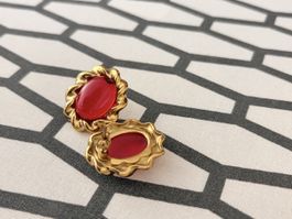 Ohrclips goldfarben mit rotem Stein Vintage guter Zustand