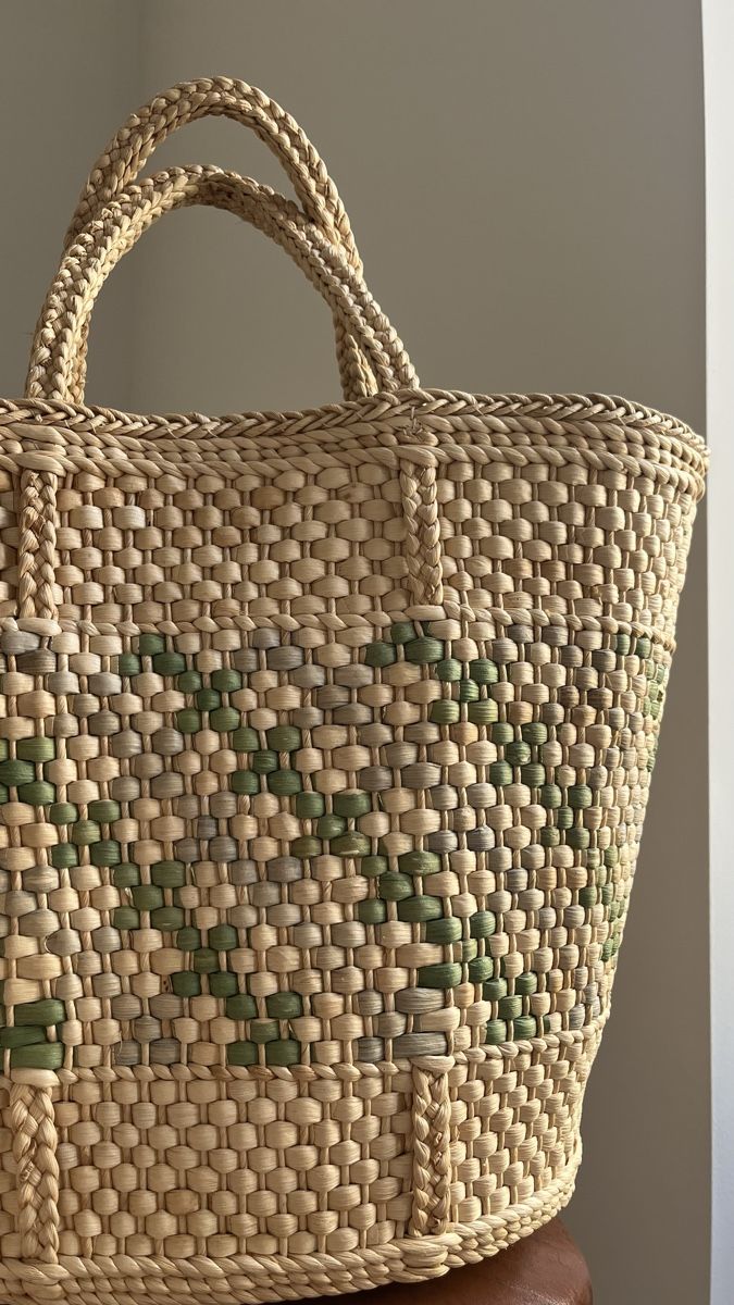 Altro per la casa: VINTAGE HANDMADE RAFFIA GREEN MAXI BAG – Usato da Lugano venduto da yul_fhg2 4