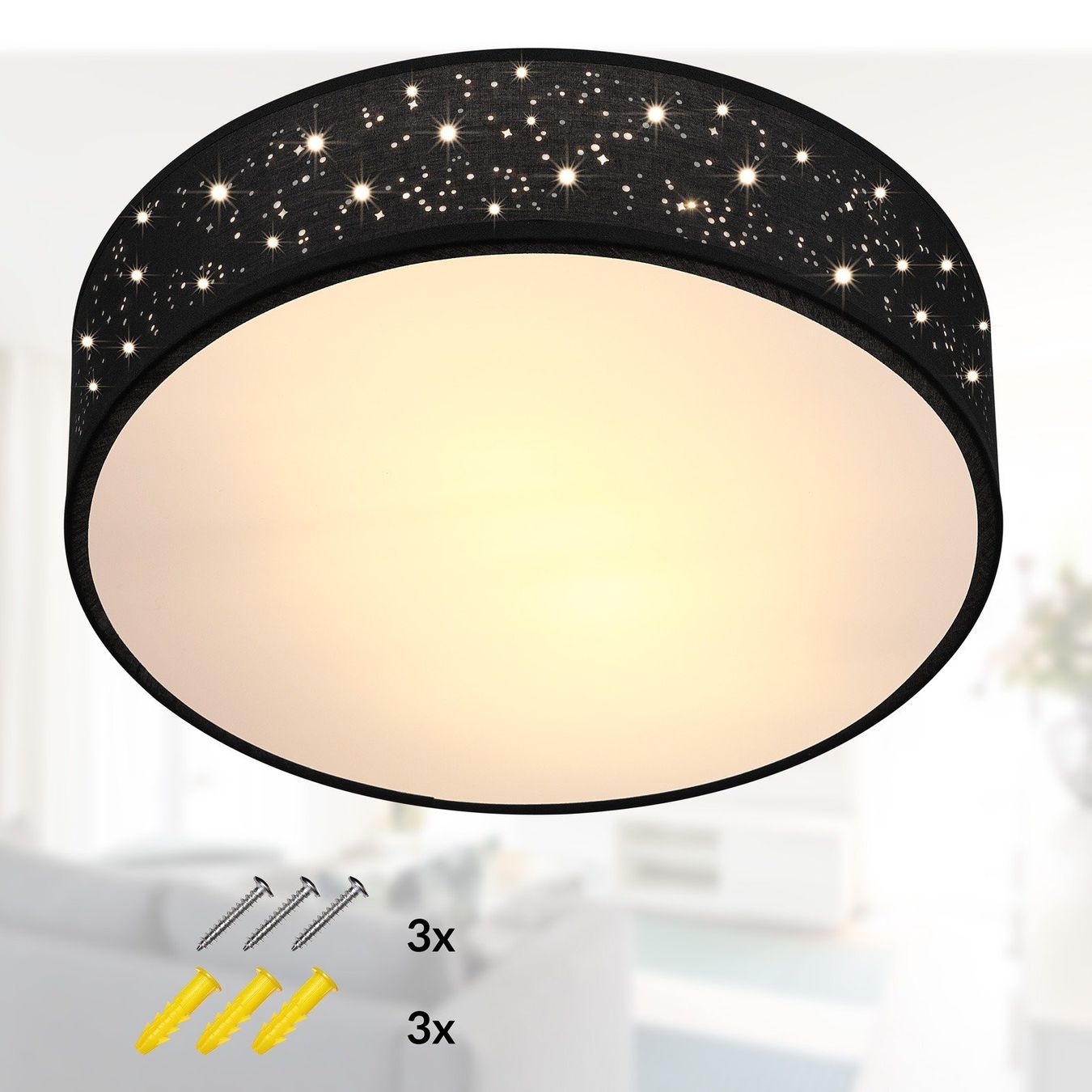 Kronleuchter & Deckenlampen: Deckenlampe Schwarz - Sternenglitzer – Neu und originalverpackt aus Winterthur von aredo 1