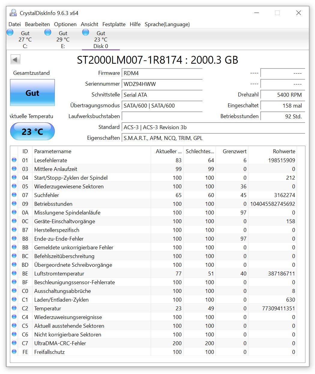 Seagate Dischi rigidi: Seagate 2.5'' 2.0 TB SATA Festplatte – Usato da Meilen venduto da speedliq 2