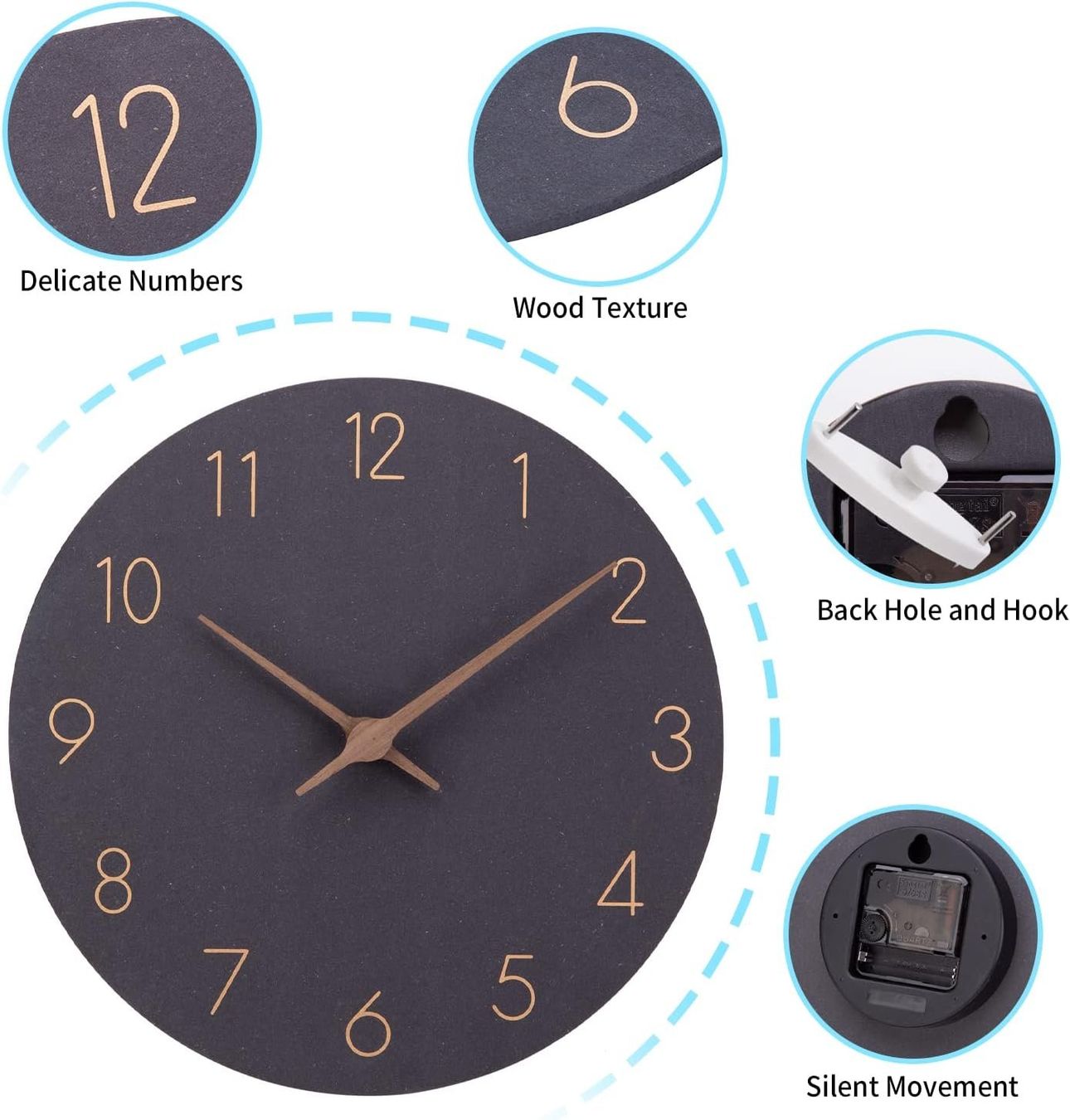 Orologi da terra & Orologi da parete: Holz Wanduhr Ohne Tickgeräusche 30cm – Nuovo e nell'imballaggio originale da Nuglar venduto da SaleRitter 2