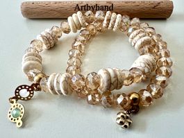 2 elegante Armbänder aus Glas mit liebevollen GlitzerDetails