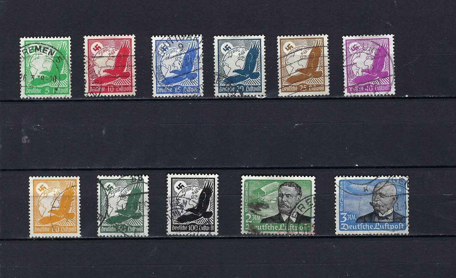 Tutti i francobolli: DR 1934 Flugpost 529 - 539 X gest. – Nuovo e nell'imballaggio originale da Altstätten SG venduto da euro010