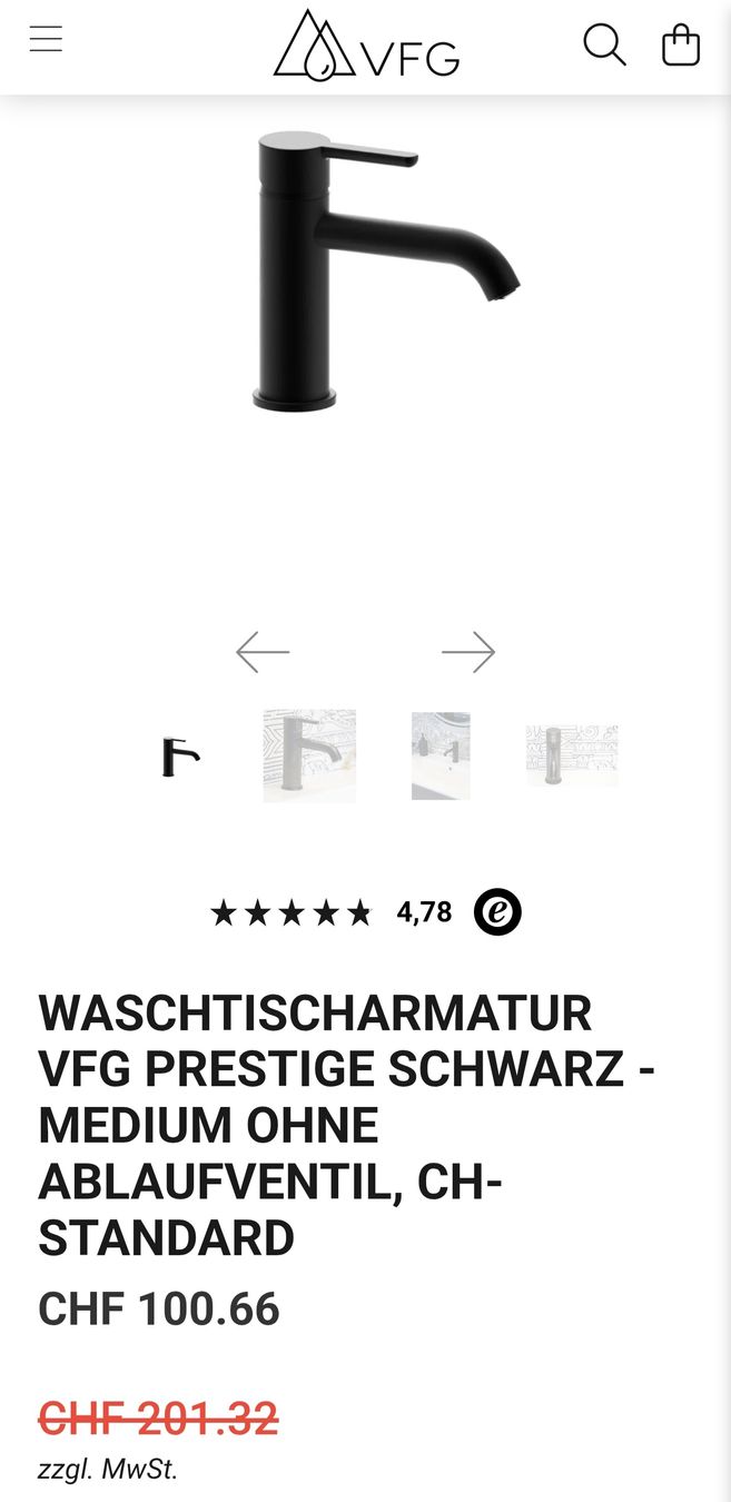 VFG Rubinetteria: Lavaboarmatur Schwarz VFG – Nuovo (secondo la descrizione) da Weiach venduto da karl007