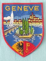 Vintage Badge Wappen GENEVE ST. GALLER STICKEREI