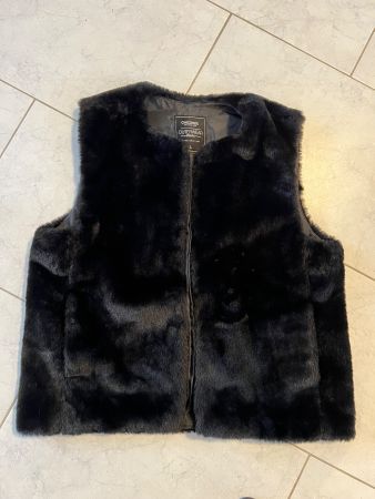 Schwarze Chicoree Fellweste, Grösse L - Top Zustand!
