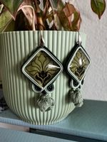 Soutache Ohrringe Grün Vintage-Stil, Barock/Rokoko, gross