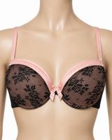 Damen BH Gr. 70C – Rosa/Schwarz – Spitze – Balconette