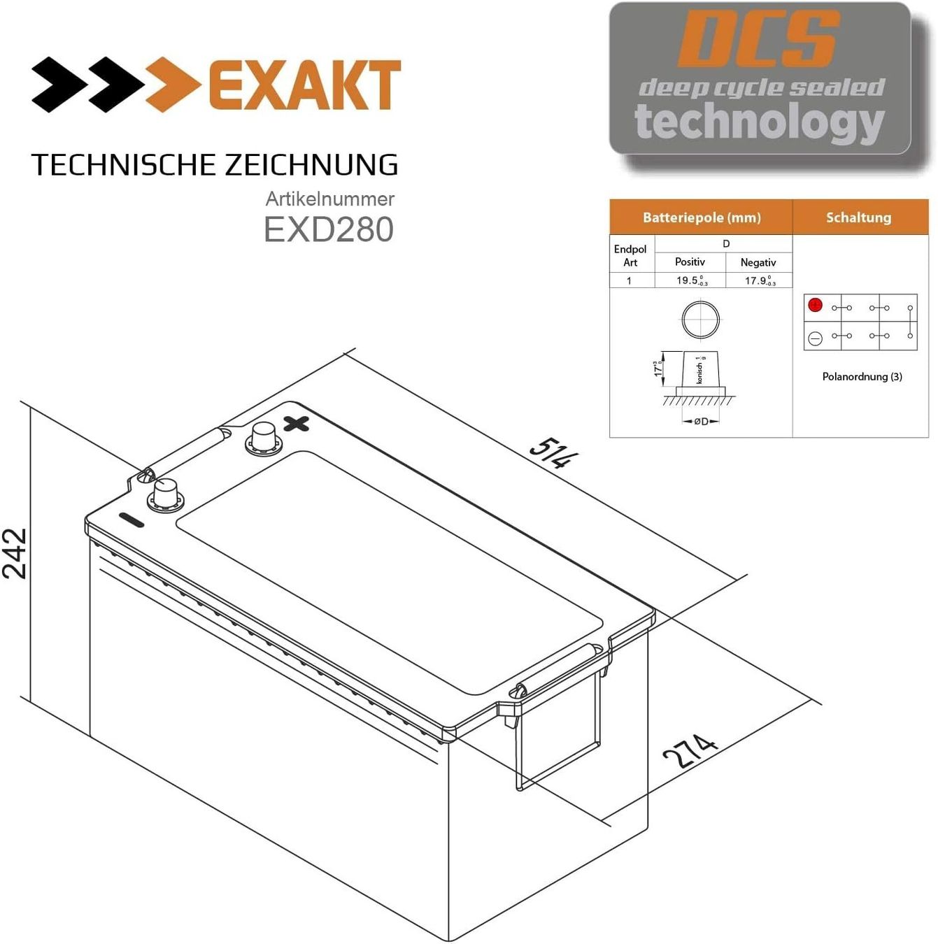 Panneaux solaires: EXAKT Solarbatterie 280Ah 12V – Neuf avec emballage d'origine à Bottighofen par zaap 4