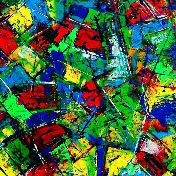 Dipinti: POSITIFF ART: Multicolor abstraktes Bild Quadro ASTRATTO – Nuovo e nell'imballaggio originale da Rovio venduto da POSITIFFARTandPLANTS 4