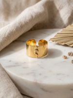 Bague Ajustable « Serpent » en Acier Inoxydable Doré
