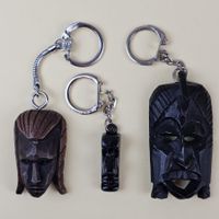 3x Schlüsselanhänger Tribal - Maske/Talisman/Holzschnitzerei