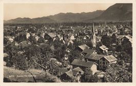 Buchs (SG) Dorfblick mit Kirche und den Drei Schwestern