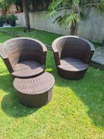 Gartenmöbel Rattanset 2 Sessel und Verlängerungshocker