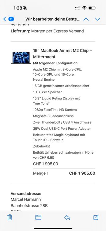 Apple Notebook: Macbook Air M2 16GB Ram 1TB – Usato da Pfäffikon SZ venduto da Maesech 5
