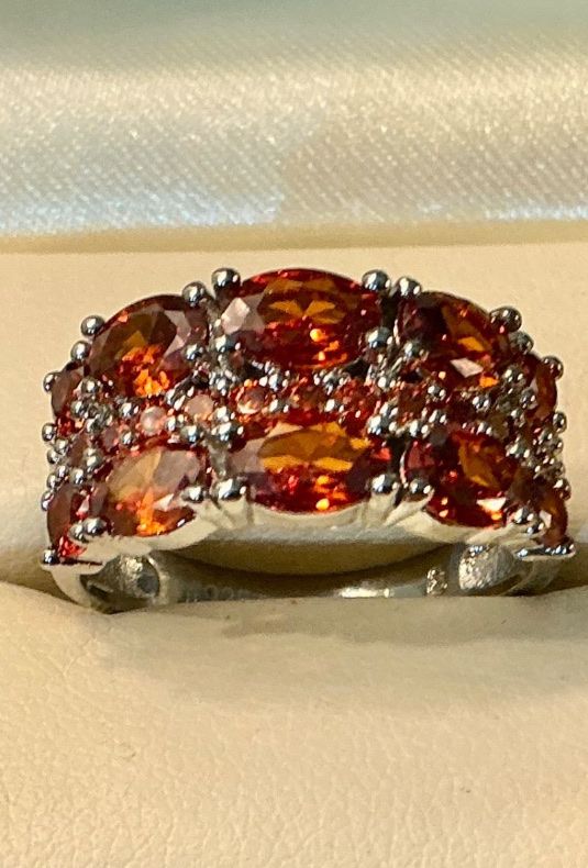Anelli: Ring mit Orangen Steinen, Silber 925 – Usato da Untersiggenthal venduto da Jaymoni