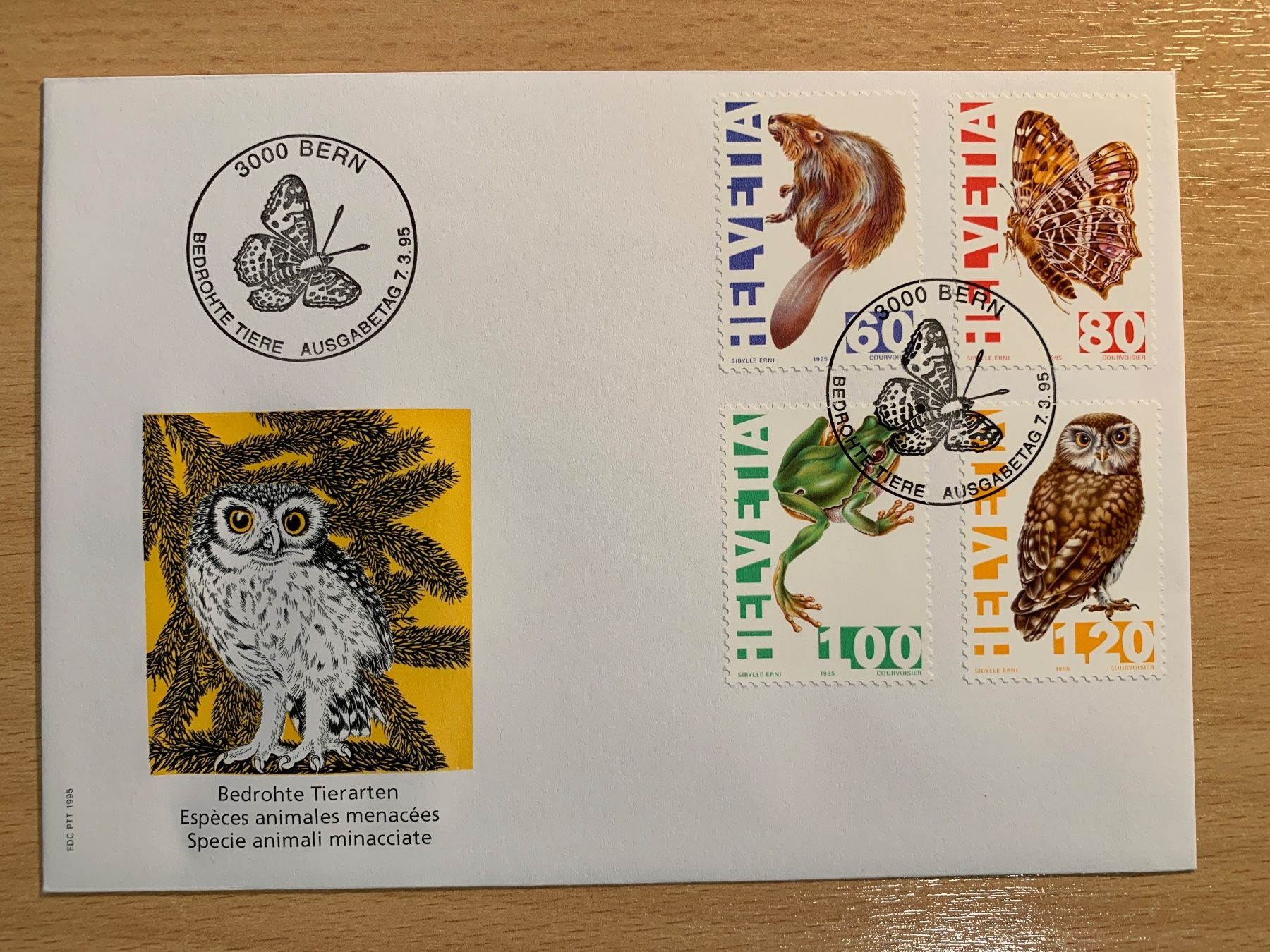 Tutti i francobolli: CH Tier Briefmarken 1995, FDC, gestempelt – Usato da Ibach venduto da lisch3