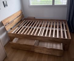 Bett SOFIESARA 140 Holz mit Schubladen guter Zustand