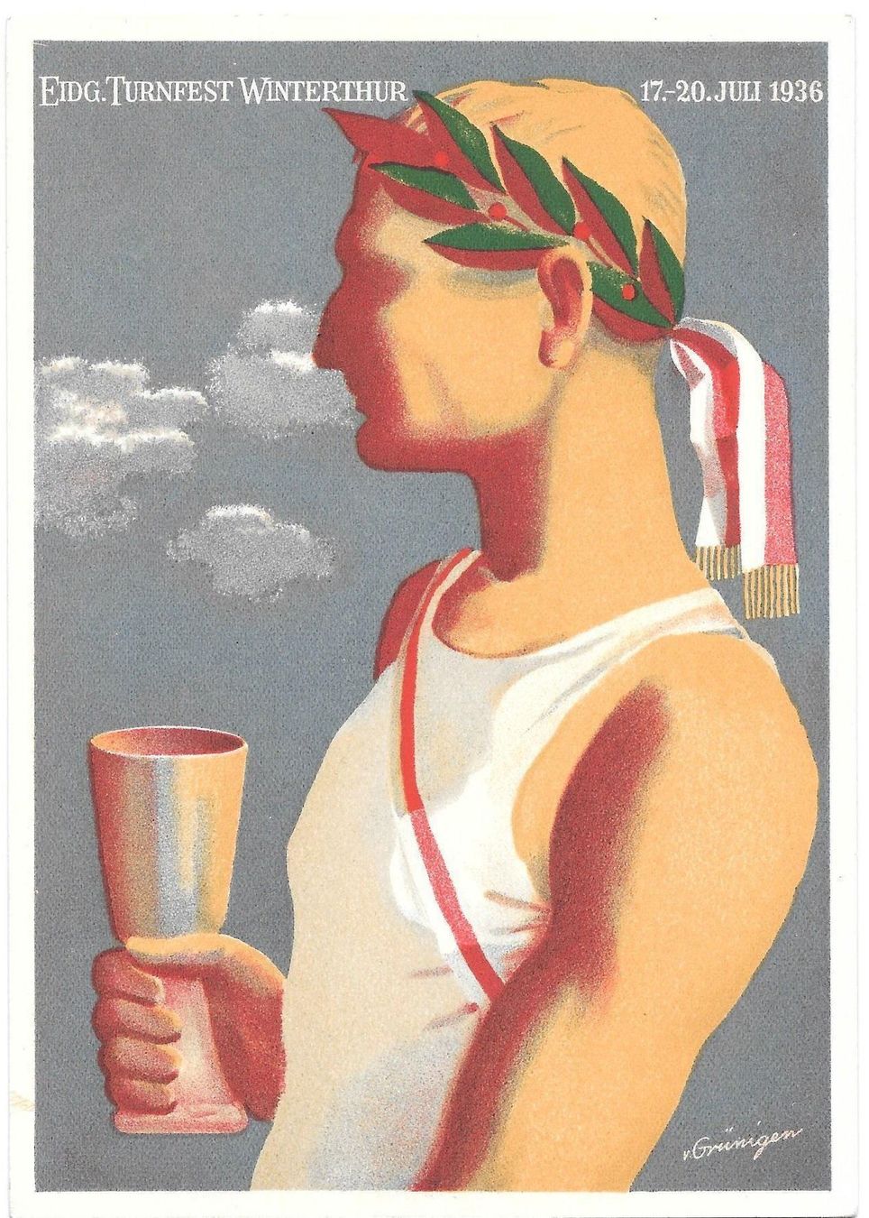 Ansichtskarten: Winterthur Eidgenössisches Turnfest 17. - 20. Juli 1936 – Gebraucht aus Olten von clotaldi