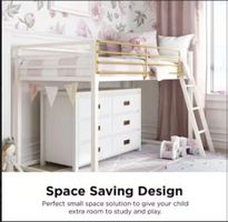 Little Seeds Monarch Hill Haven Metal Loft Bed + Mattress
